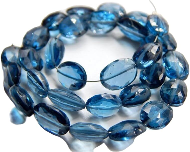 13 inch Strand of Natural gem London Blue Topaz, 5mm Oval Faceted Beads for DIY Jewelry Making. | Beads_05128