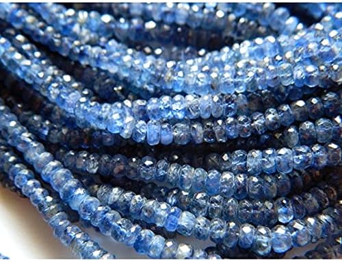 BEADS GEMSTONE 5 Strand Natural Blue Kyanite Beads, Faceted Rondelle Beads, Faceted Kyanite, 3mm to 6mm Each, 17 Inches Code-HIGH-16875