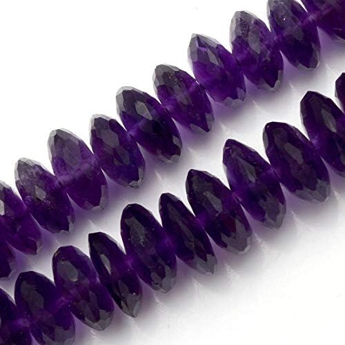 13 inch natural beads strand of 8-12mm faceted rondelle african amethyst gemstone beads for DIY jewelry - necklace, bracelet, earring, ring.
