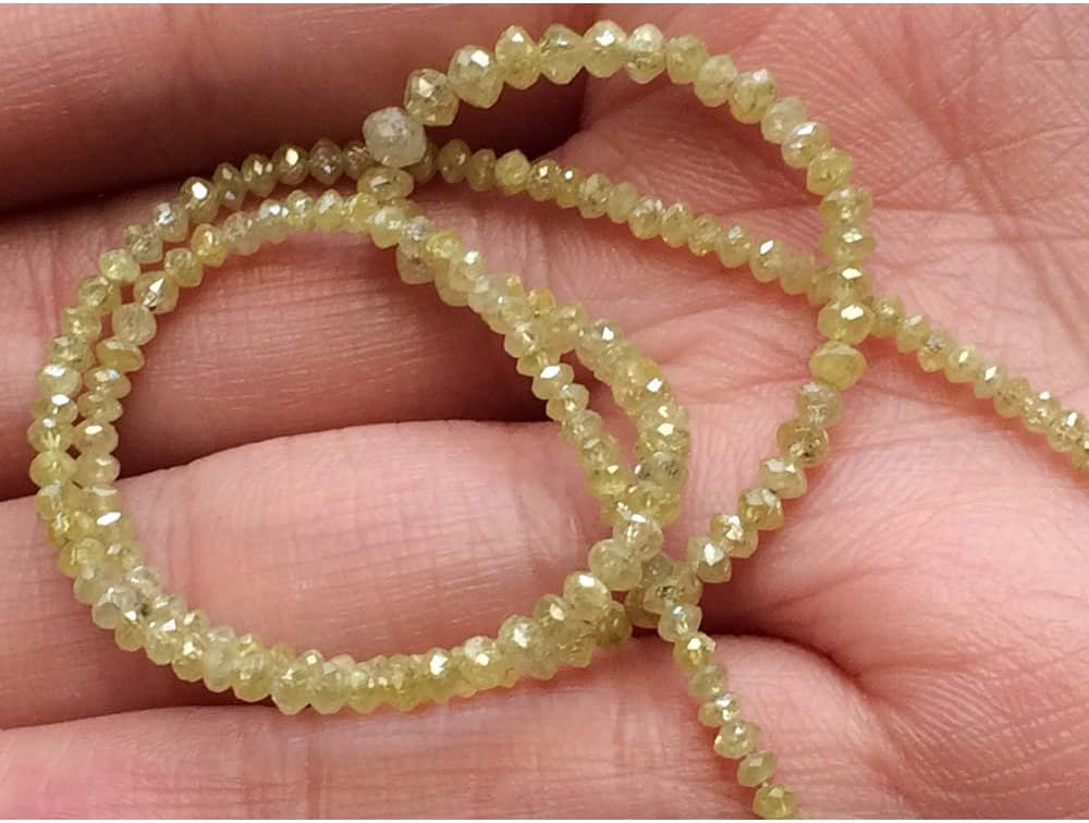 3mm Yellow Sparkling Faceted Diamond Beads, Conflict Free Diamonds Rondelle For Jewelry, Yellow Diamond Beads (2Pcs To 5Pcs Options), 3 MM