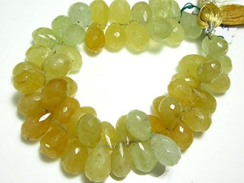 13 inch natural beads strand of 13x8-15x9mm faceted drop heliodor gemstone beads for DIY jewelry - necklace, bracelet, earring, ring.