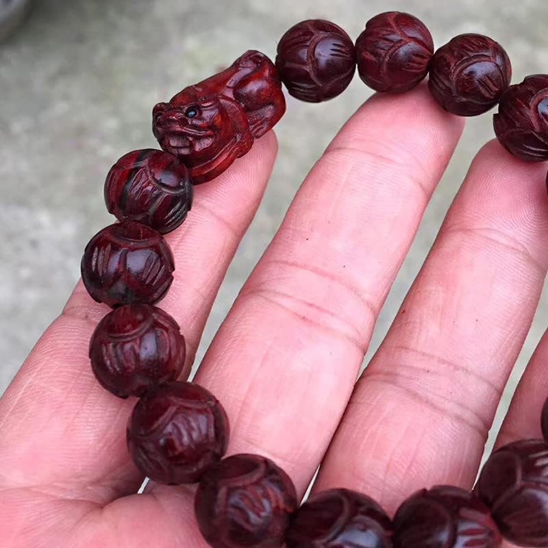 小叶紫檀【莲花貔貅】1.2雕刻莲花珠 配小叶紫檀貔貅佛珠手串(小叶紫檀莲花貔貅)