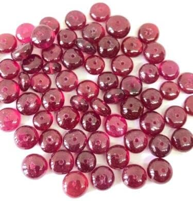 Smooth Polish Deep Red Ruby Size 6 to 7 mm Rondelle Shape Beads || July Birthstone Beads || Perfect for Making Necklace & Bracelet DIY Jewelry (20)