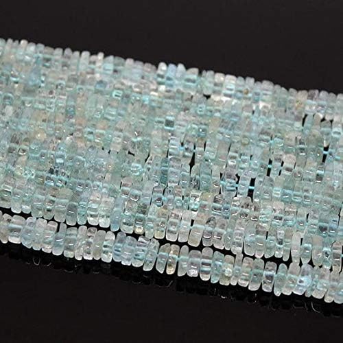 5 Strands Aqua Blue Aquamarine Smooth Square Heishi Cube Gemstone Craft Loose Beads 15 Inch Long 4mm Code-HIGH-1372
