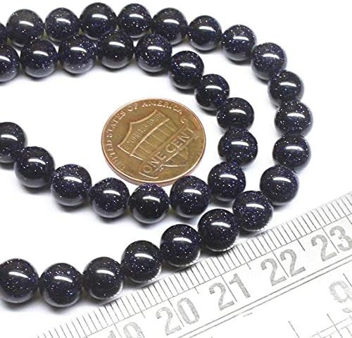 Natural Blue Goldstone Smooth Round Ball Treated Gemstone Craft Loose Beads Strand 12 Inch Long 7mm Code-HIGH-564