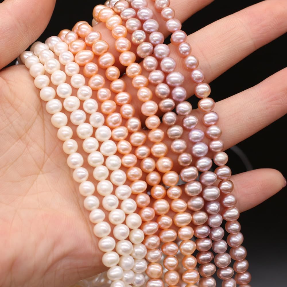 5-6mm White Natural Freshwater Pearl Round Spacer Beads for DIY Jewelry Making - For Necklaces, Bracelets - (Color: White/Size: 9-10mm-A A A)