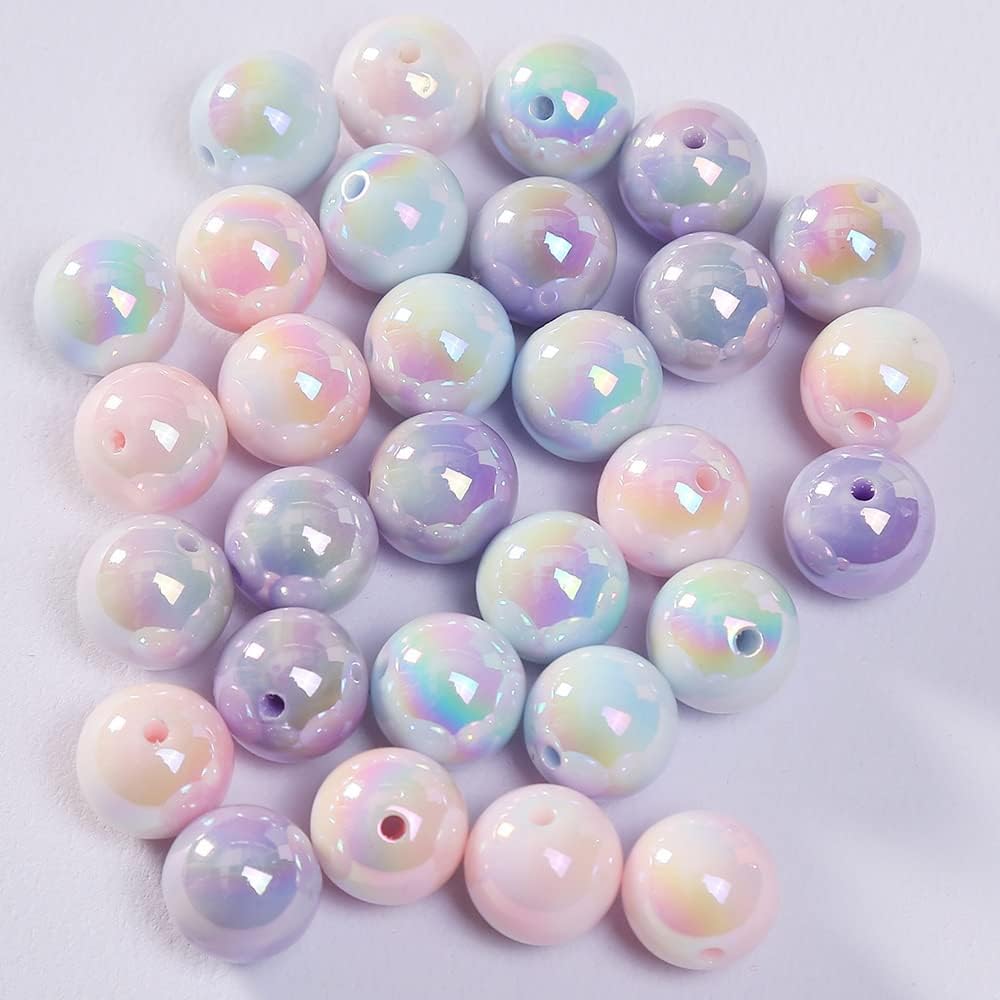 16mm Acrylic Two-Color UV Dazzling Beads DIY Jewelry Accessories car Hanging Beads Bracelet Necklace Loose Beads Material(Black) (D One Size)