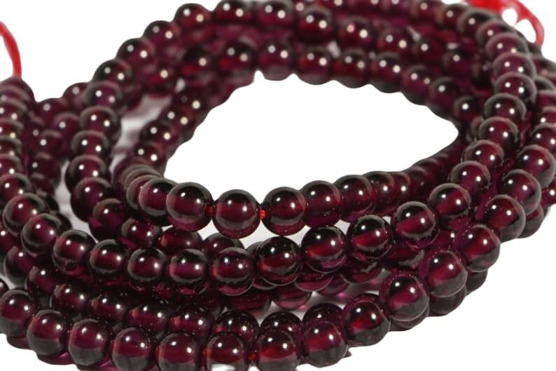 13 inch Strand of Natural gem Garnet, 4mm Round Smooth Beads for DIY Jewelry Making. | Beads_03502