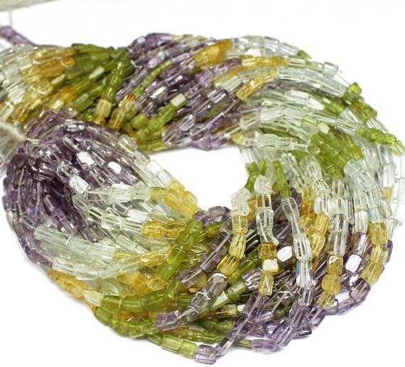 Beads Gemstone 5 Strand Natural Multi Gemstone Smooth Rectangle Chiclet Loose Craft Beads 15 Inch Long 6mm 7mm Code-HIGH-25584