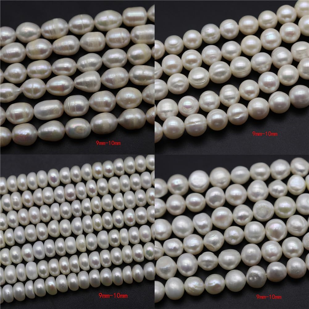 9Mm-10Mm Natural Freshwater Pearls Beads Rice-Shaped Circular Flat-Shape Irregular Beads for Jewelry Making Shape 3 100 Pieces