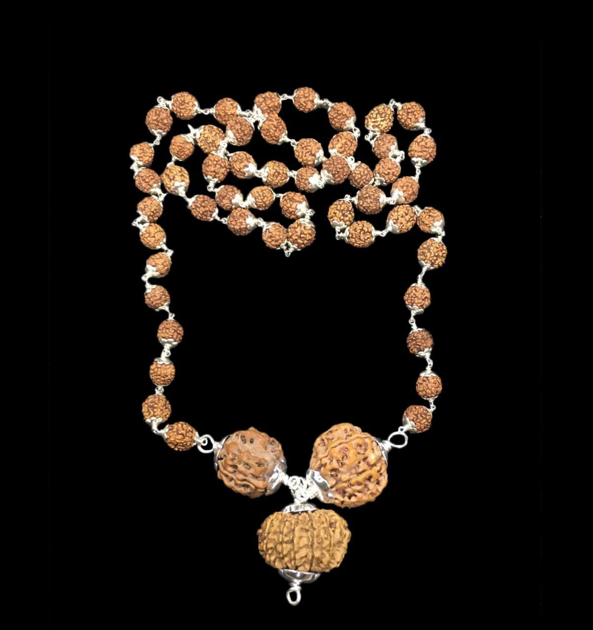Rudraksha Combination for Career 3,7,12 Mukhi Nepal in Silver Mala IGL Lab Certified Original Genuine Beads (Small)