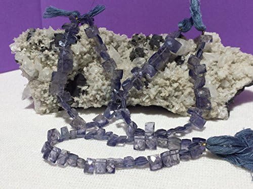 natural iolite top-drilled faceted rectangle beads 8 in. full strand 11mm x 8mm to 9mm x 5mm