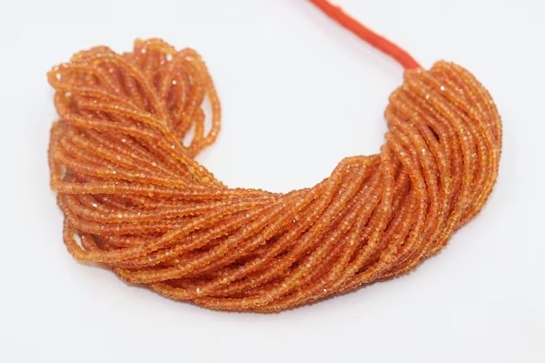 Padparadscha Orange Sapphire Faceted Rondelle Beads 2.5-3 mm Orange Songea Sapphire Rondelle Beads Padparadscha Sapphire Beads