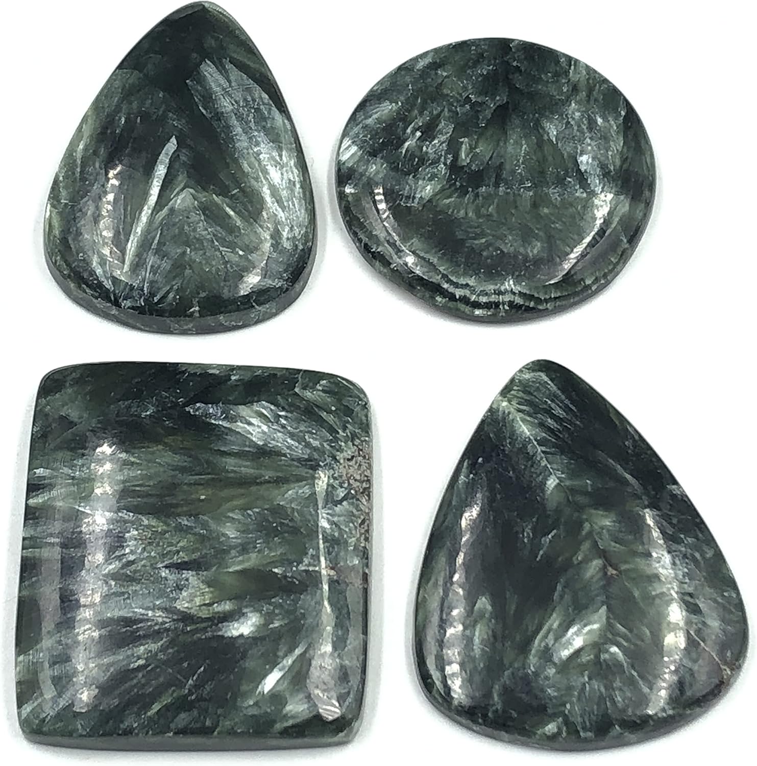 Natural SERAPHINITE Gemstone Loose Cabochon Lot For Jewelry Making, Loose Gemstone For Ring, Earring & Pendant Necklace, Jewelry Making Cabochons, Healing Gemstones