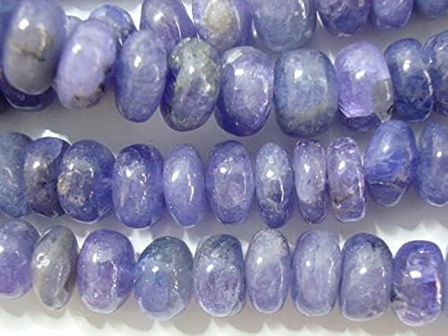 Natural Organic Periwinkle Tanzanite Smooth Rondelle, 7.5