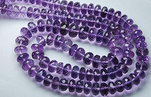 13 inch Strand of Natural gem Amethyst, 7-8mm rondelle Faceted Beads for DIY Jewelry Making. | Beads_01713