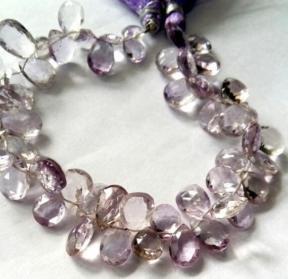 8 inch Strand of Natural Amethyst 8x11-8x25mm pear Faceted briolette Beads for DIY Jewelry Making. |BRIO_00309