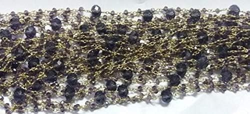 10 feet amethyst hydro rosary beaded chain - 24k gold plated wire wrapped chain - beads measure 4-6mm size