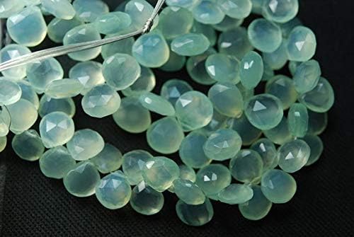 180 Pieces,Super Finest,Sea Green Aqua Chalceny Faceted Heart Briolettes 10-12mm Code-HIGH-56920