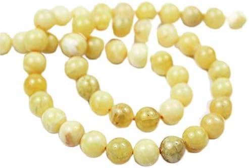 1 Strand Yellow Opal Round Ball Smooth 14'' Long Strand Gemstone Beads, Jewelry Supplies for Jewelry Making, Bulk Beads, for Meditation Jewellery for Reiki Healing Mystic Gemstone 10mm