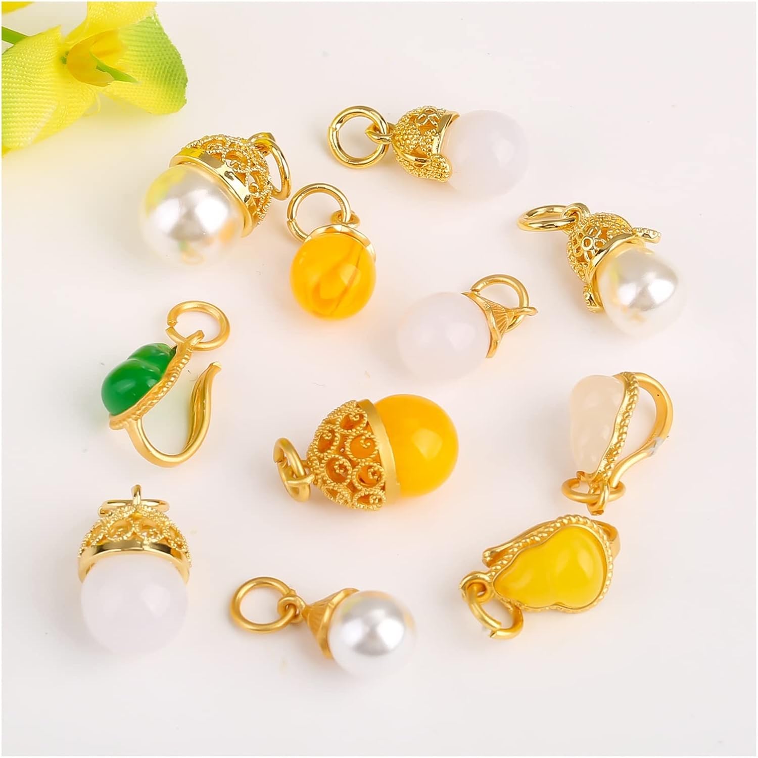 Join Clasp with Imitation Pearl Pendant DIY Bracelet Sand Gold Necklace Closing Hook Accessories