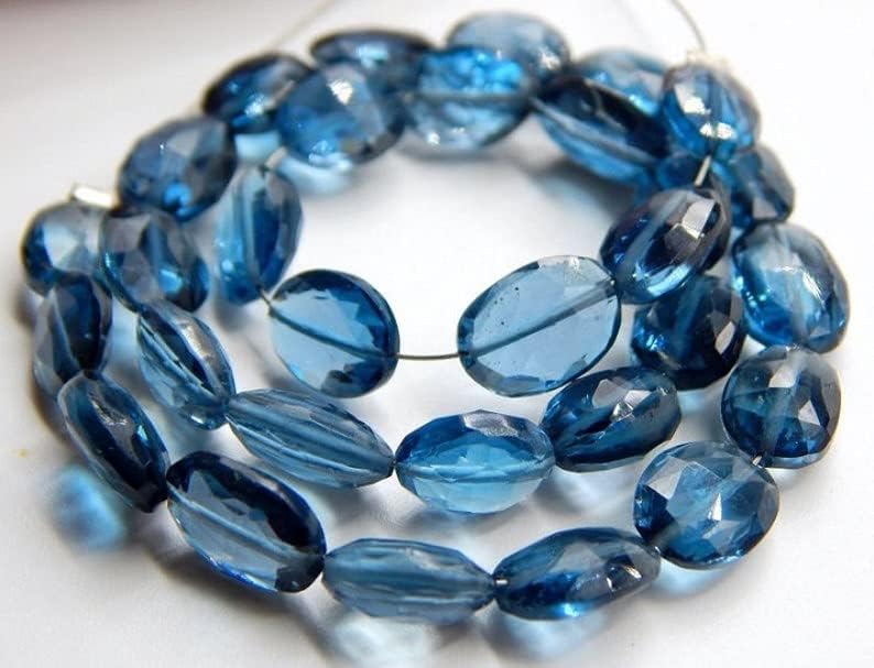 13 inch Strand of Natural gem London Blue Topaz, 5mm Oval Faceted Beads for DIY Jewelry Making. | Beads_05128
