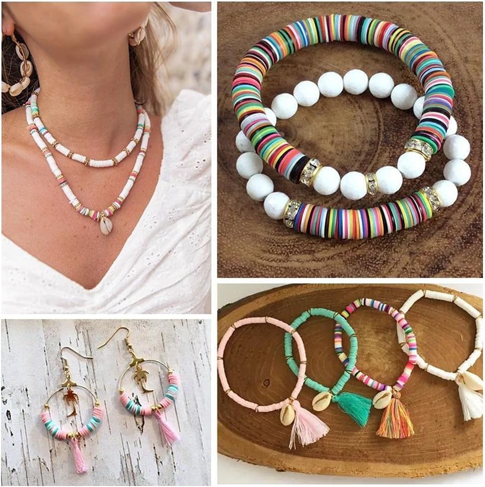 nt Mixed Colors Environmental Handmade Polymer Clay Beads Disc/Flat Round 4 5 6 8mm Heishi Beads for Jewelry Making DIY Hole: 1~2mm D127 (Color : K)