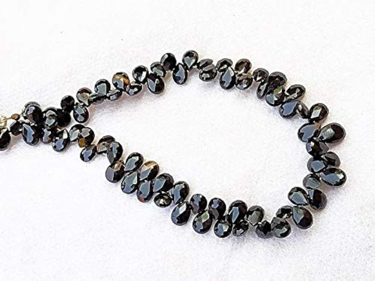 GEMZ 13 inch Strand of Natural Black Onyx pear Shape Faceted Cut Black Color briollete Beads for DIY Jewelry Making- Earring Necklace Bracelet.