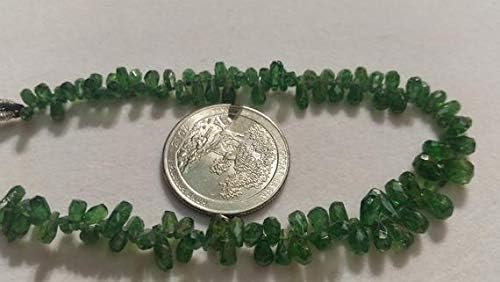 Tsavorite Faceted Drop Shape, 8 Inch Long Strand AAA Quality Size 3X5 MM Code-HIGH-50914