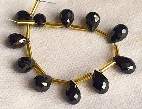 GEMZ 4 inch Strand of Natural Black Spinel Drop Shape Faceted Cut Black Color briollete Beads for DIY Jewelry Making- Earring Necklace Bracelet.