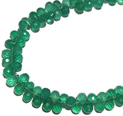 Green Onyx Faceted Teardrop Beads, Size 6 mm - 8
