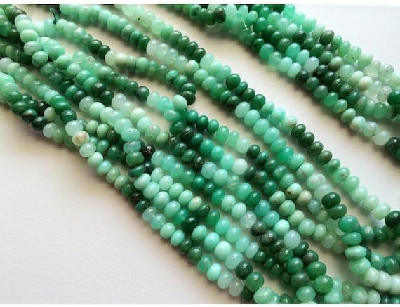 BEADS GEMSTONE 10 Strands Chrysoprase Rondelle, Chrysoprase Beads, Green Shaded Chrysoprase, Fines Quality AAA Chrysoprase Beads, 7mm 10 inch Code-HIGH-18475