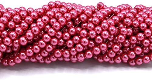 13 inch Strand of Natural gem Hot Pink Pearls, 8mm Round Smooth Beads for DIY Jewelry Making. | Beads_04742
