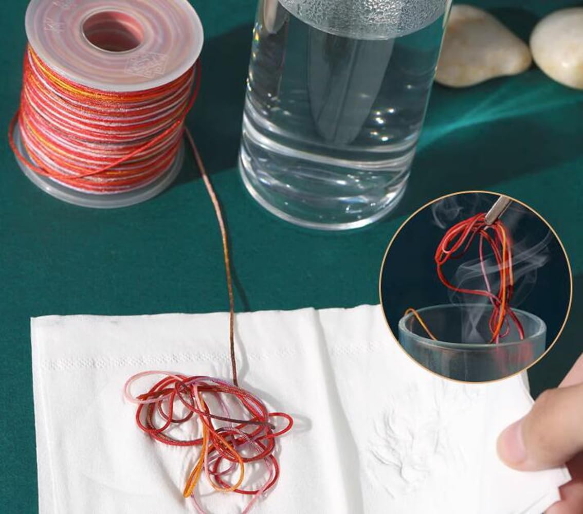 Beading String, Braided Nylon Beading Cord Gradient Chinese Knotting Rattail Macrame Thread String Roll for Jewelry Making Beading Macramé Wrapping Supplies DIY Crafts(29)