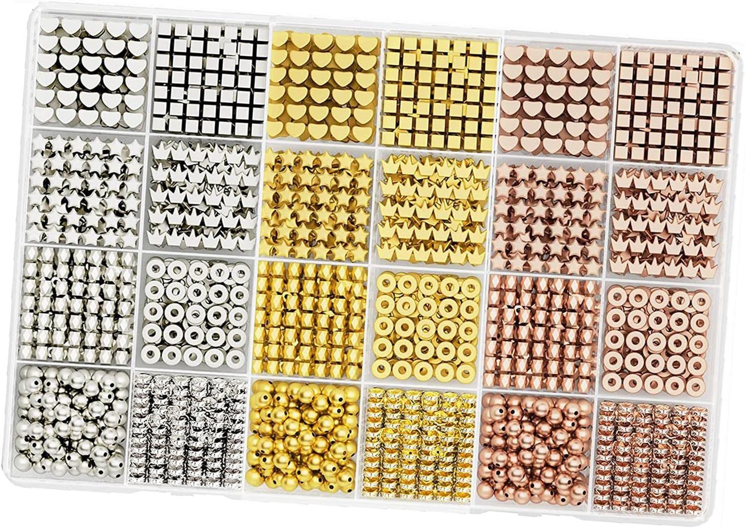 1740Pcs Spacer Beads Metal DIY Crafts Supplies Stylish Loose Beads for Pendants Charms Necklace Jewelry Findings Making Beading Supplies