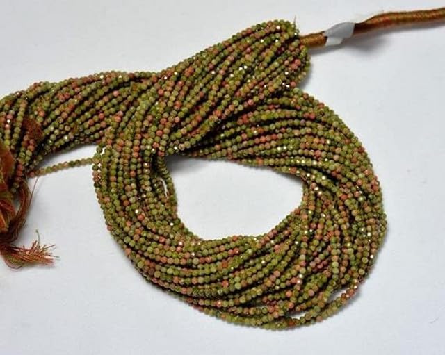 Unakite Beads, 2.10mm Beads, Faceted Rondelle Beads, Gemstone for Jewelry 12.5 Inches lot of 10 Strands CHIK-STRD-96669