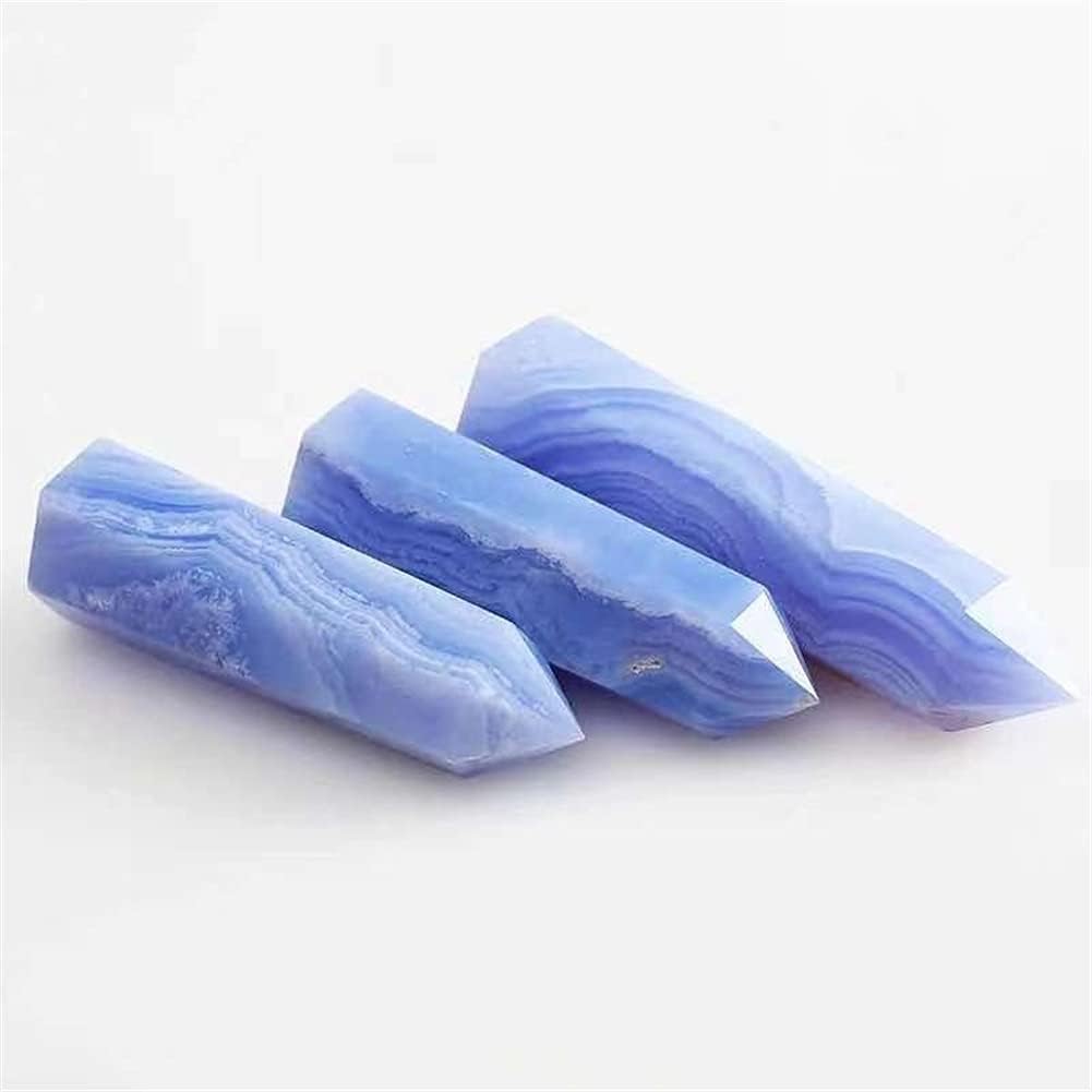 ASPROD Beautiful Crystal 1pc Natural Blue Lace Agate Druzy Tower Crystals Stones Point 55mm-90mm Primary Stones and Minerals (Size : 1PC 86mm-90mm)
