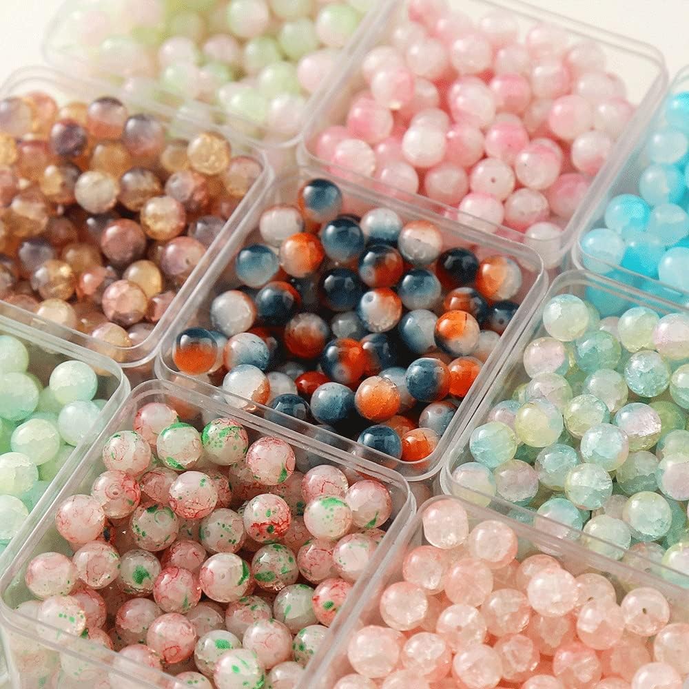 Ice Crack Beads Gradient Jade Broken Round Beads Jelly Color Crack Beads Ancient Jewelry DIY(D) (E 10mm)