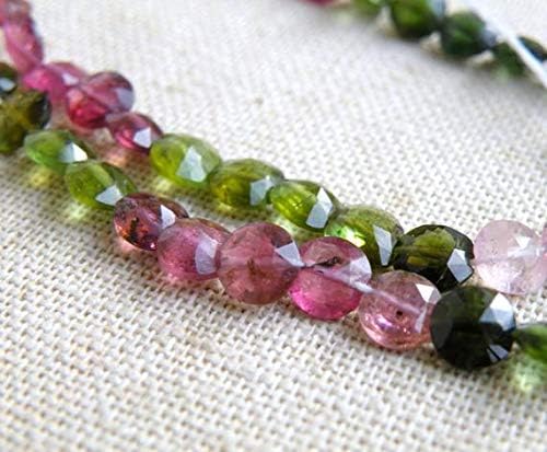 LOVEKUSH LKBEADS Tourmaline Briolette Gemstone Faceted Coin 6mm 66 Beads Full Strand Code-HIGH-58691