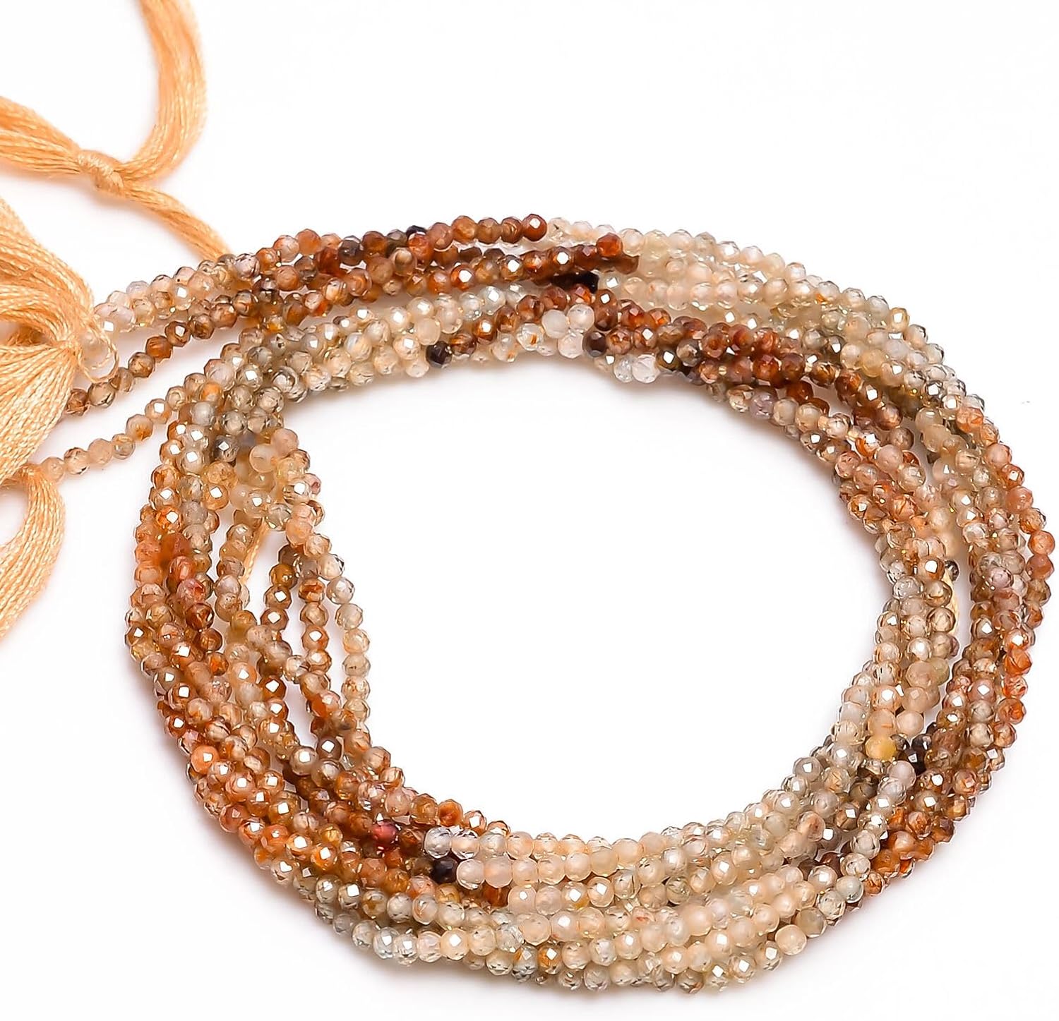 Natural Multi Zircon Faceted Round Rondelle Beads Jewelry 33 cm 100 Strand CHIK-STRD-88021