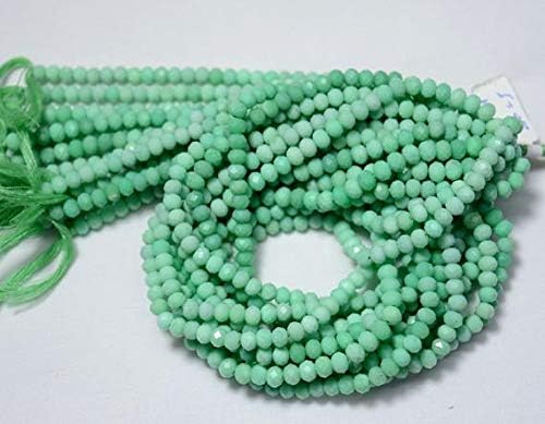 5 Strands Chrysoprase Rondelle Beads, Chrysoprase Micro Faceted Rondelle Beads, 4mm Beads, 13.5 Inch Code-HIGH-31664