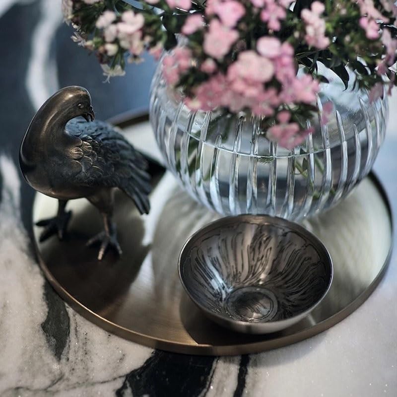 Tray Light Luxury Round Metal Tray Home Living Room Coffee Table Ornaments Water Cup Storage Tray Desktop Decoration Storage Tray Serving Trays(Black)