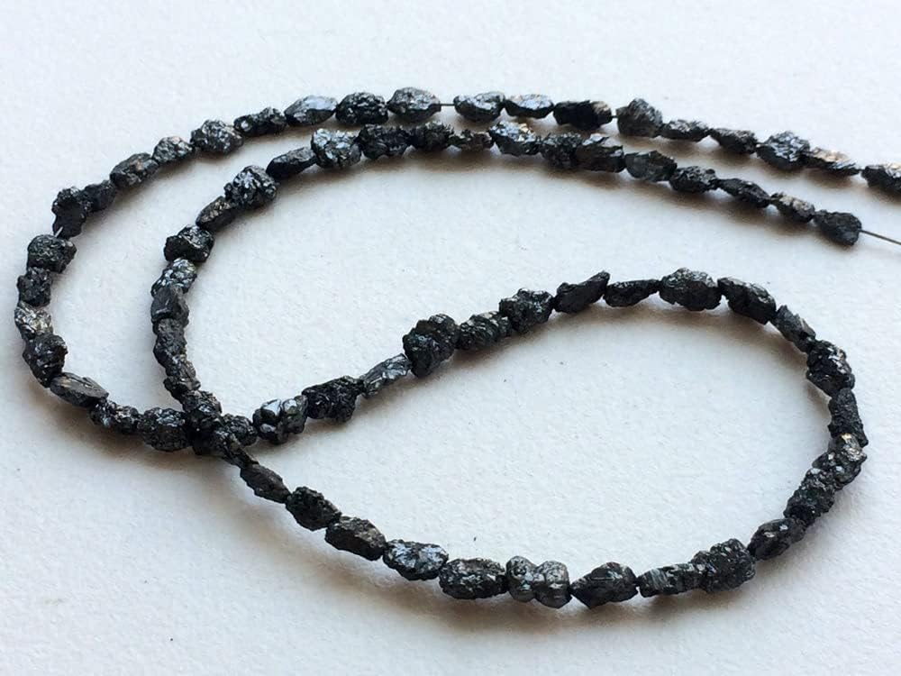5-7mm Black Rough Diamond Tumbles, Black Raw Diamonds, Conflict Free Diamond, Black Rough Diamond Necklace, Diamond Beads (7IN To 14IN), 5-7 MM