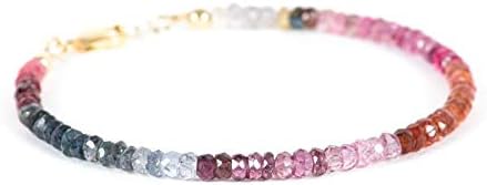Jewelry Multi Colored Spinel Delicate Bracelet, Genuine Spinel Gemstone Bracelet, Gemstone Handmade Jewelry