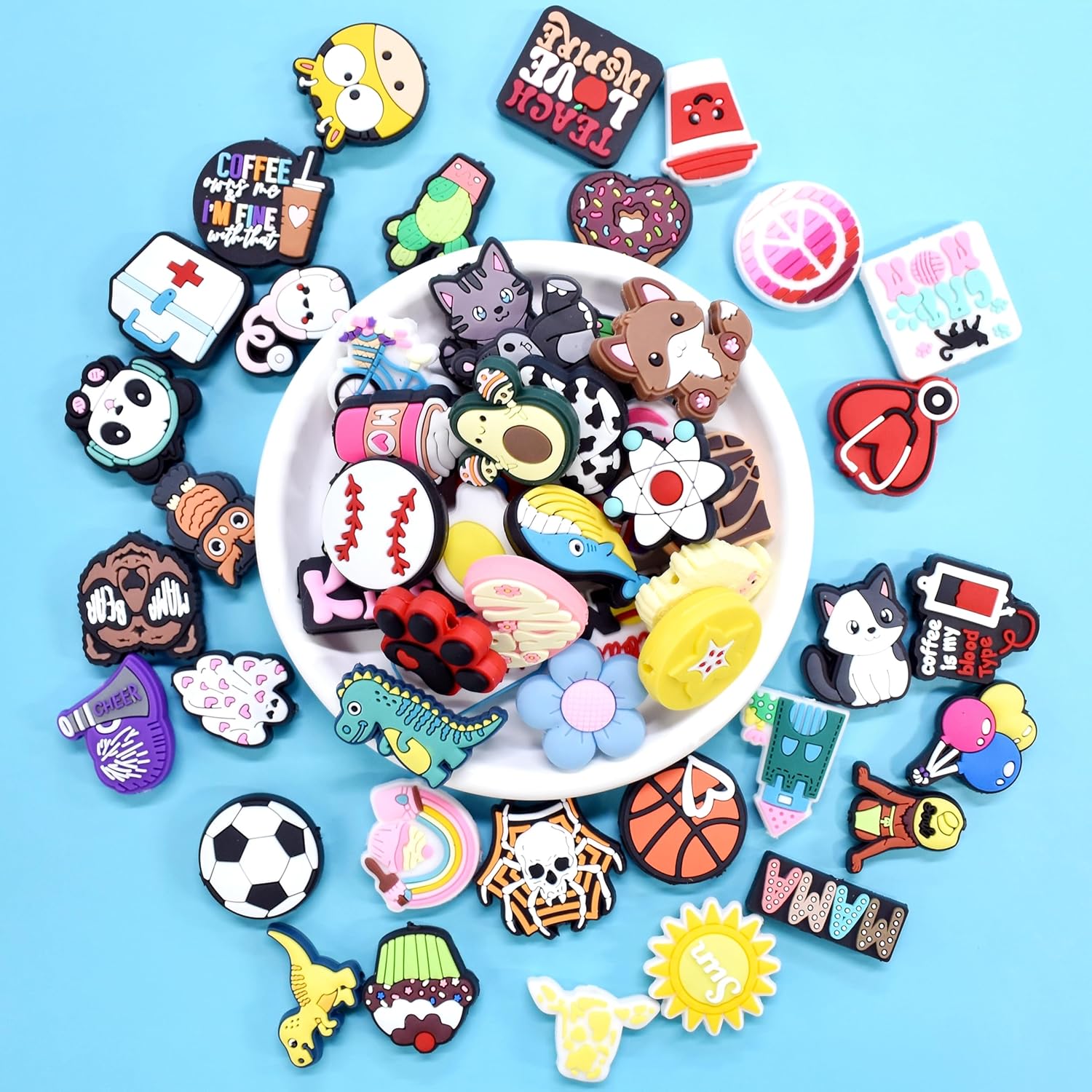 400Pcs Silicone Focal Beads Bulk, Different Random Mix Collections Focal Charms Beads for Pens Keychains DIY Jewelry Making