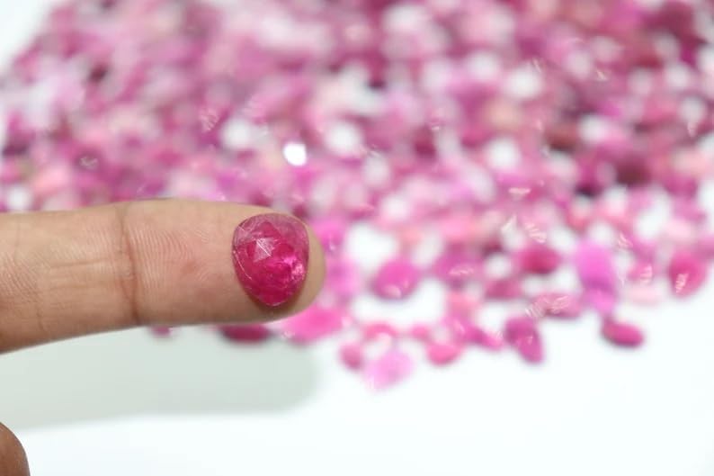 Rubellite Rosecut Polki Beads 4 * 7-7 * 9mm Rubellite Cutstone Rubellite Cabochon Loose Beads Wholesale Beads for Making Jwelery
