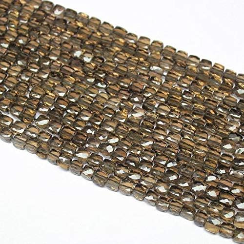 1 strand smocky quartz heishi cube squrefaceted 10'' long strand gemstone beads, jewelry supplies for jewelry making, bulk beads, for meditation jewellery gemstone 6mm to 7mm