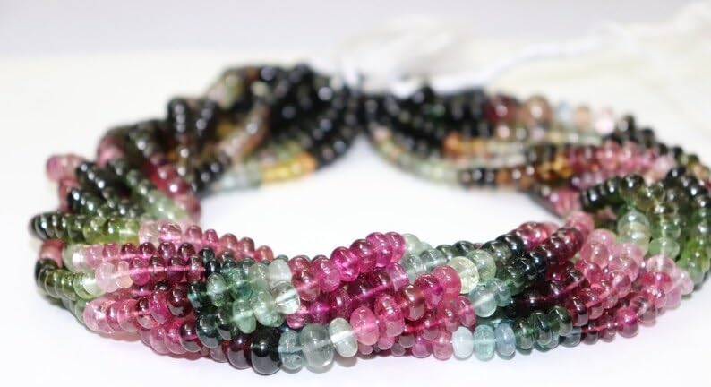 Multi Tourmaline Smooth Rondelle Beads 6.5-7 mm Tourmaline Bead Multi Tourmaline Rondelle Beads Plain Tourmaline Beads Beads for Making Jwelery