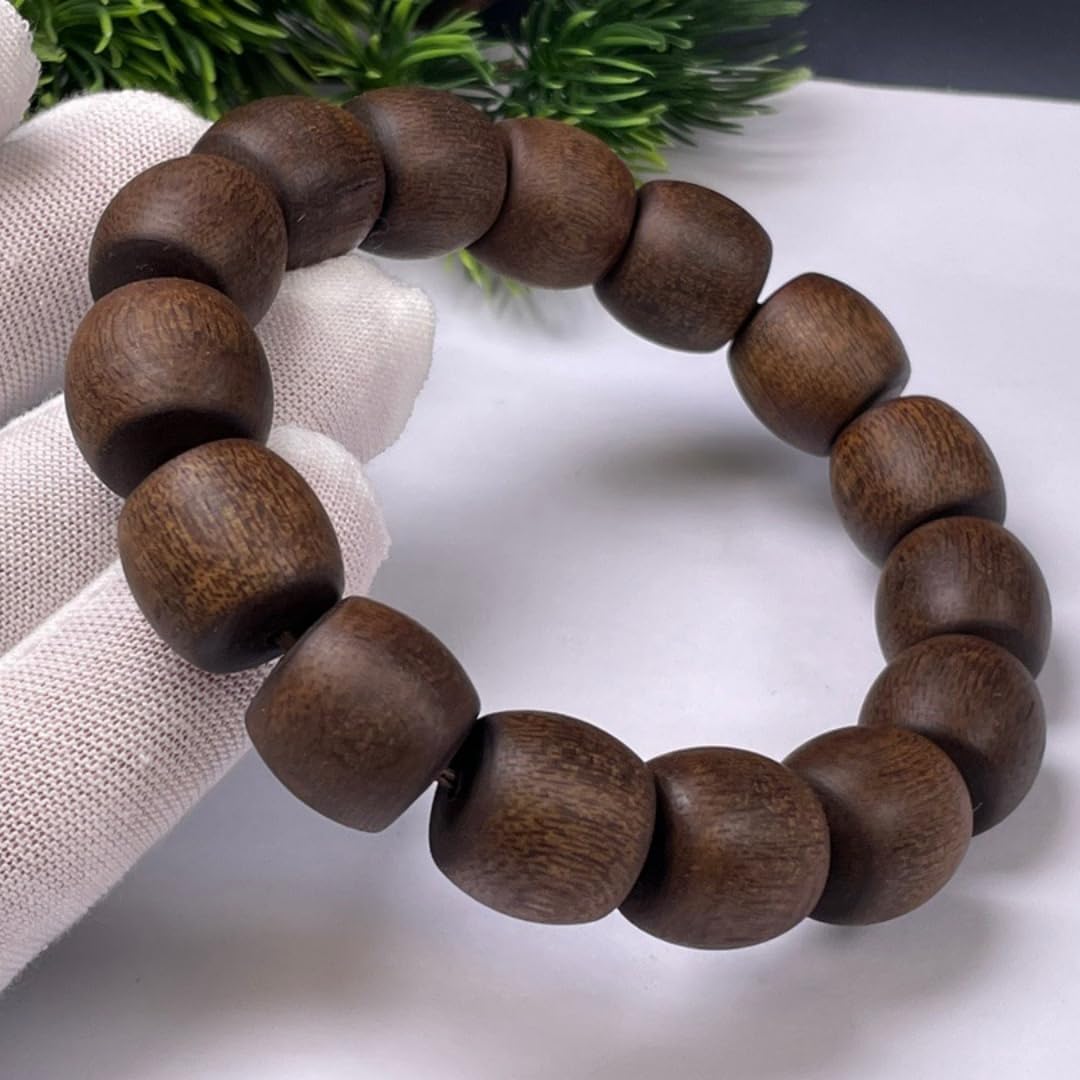 Hainan White Aquilaria Agallocha Agarwood 15mm*15 Beads in Barrel Shape Honey-Sweet and Cool Scent Sink-in-Water Grade