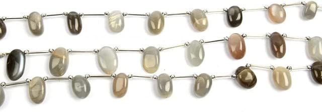 Gray Moonstone Smooth Oval 8 inch Bead Strand 11X8-16X11 MM & 74 Carats Natural Semi Precious Gemstone Birthstone Jewelry Making Necklace CHIK-STNRD-25456